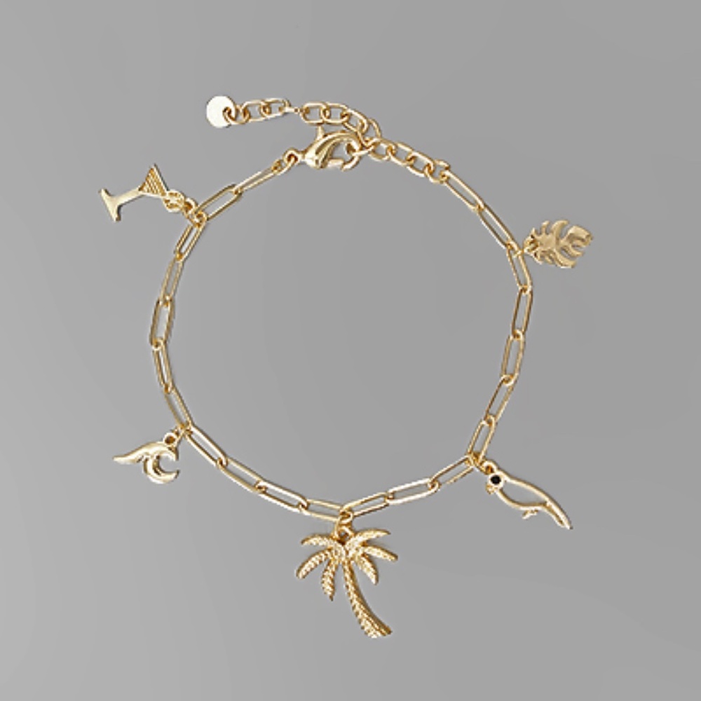 Tropical & Cocktail Charm Chain Bracelet